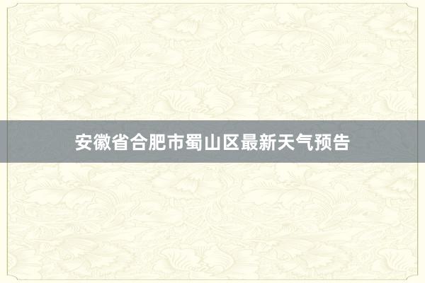 安徽省合肥市蜀山区最新天气预告